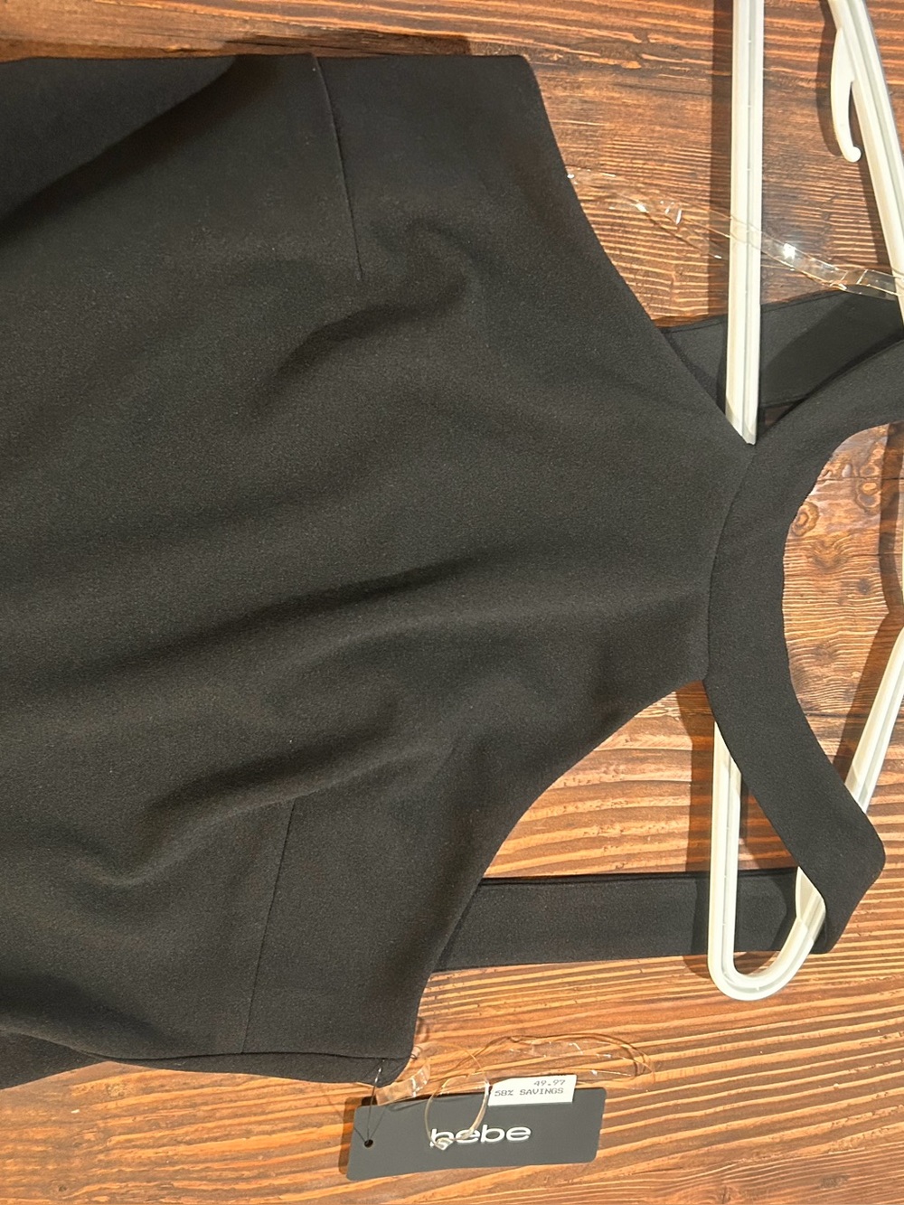 bebe Black Sleeveless Mock Neck Dress